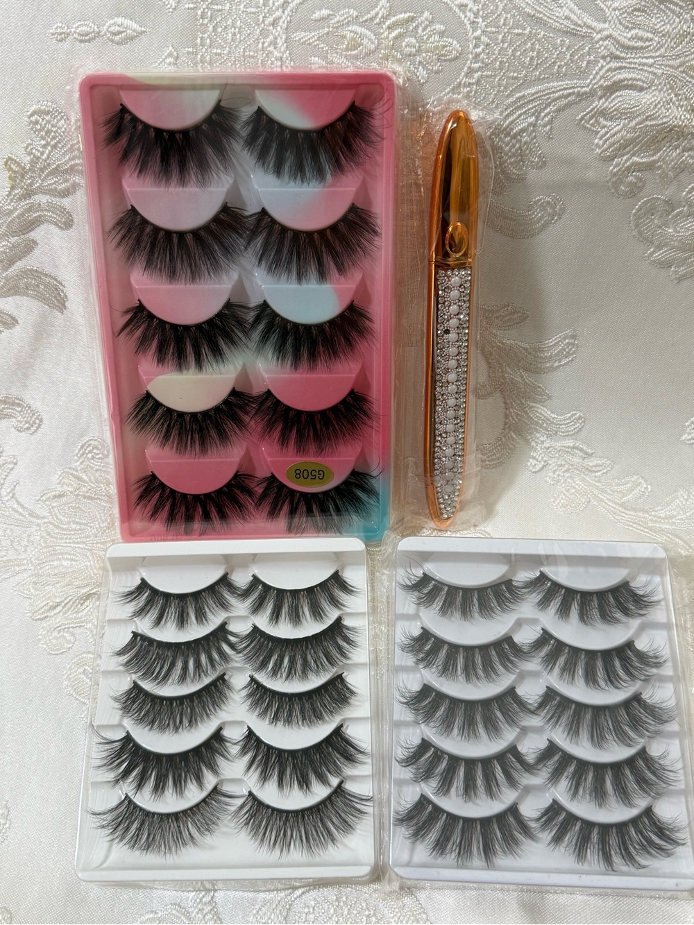 15 Pairs Mixed Eyelashes Set with 2-in-1 Eyeliner Eyelashes Glue Pen